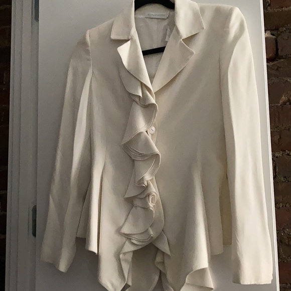 ALTUZARRA WHITE RUFFLE FRONT BLAZER JACKET WHTH TAIL COAT 36 - Picture 2 of 7